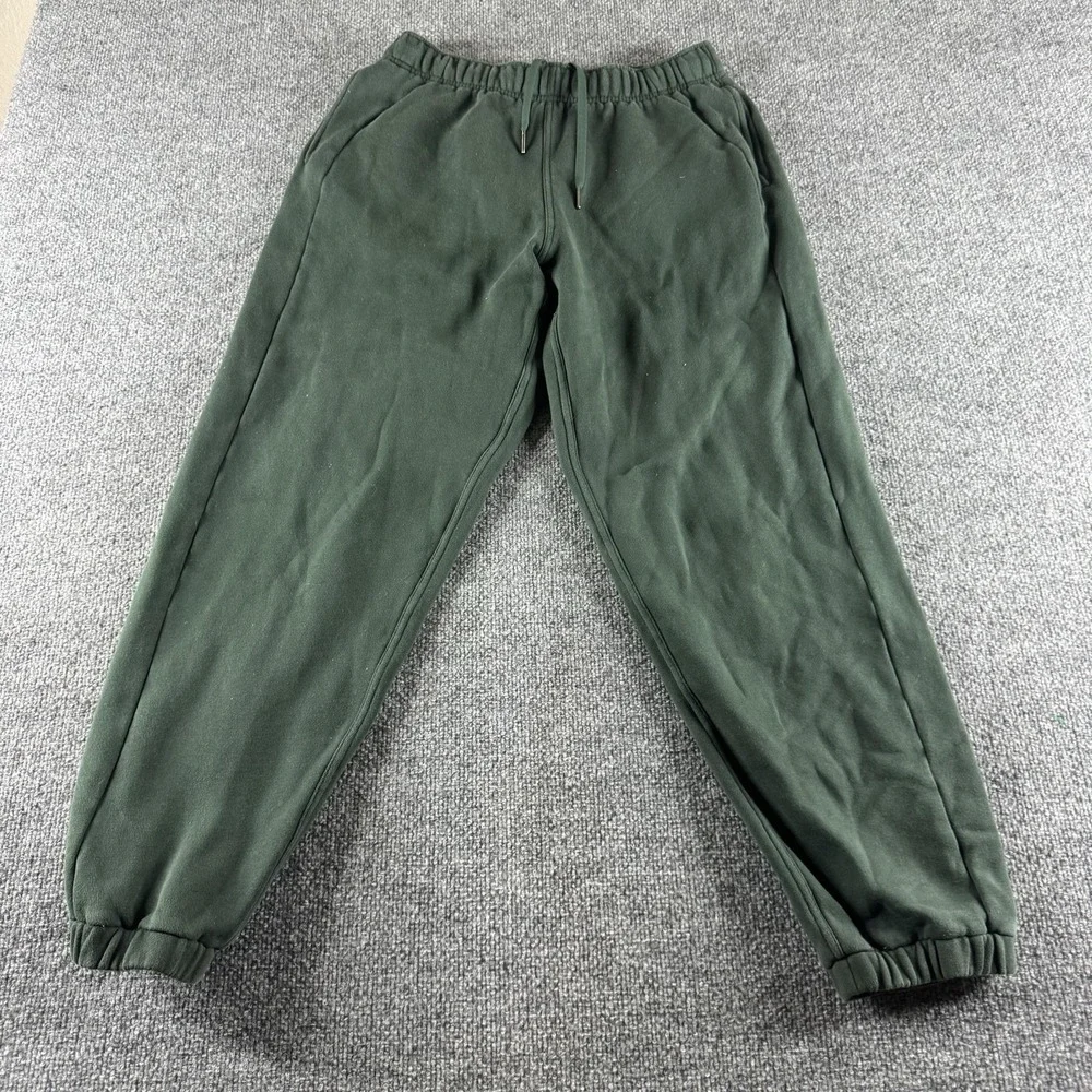 Lululemon Sweatpants Mens M Green Fleece Joggers Elastic Waist LWSG105 Logo